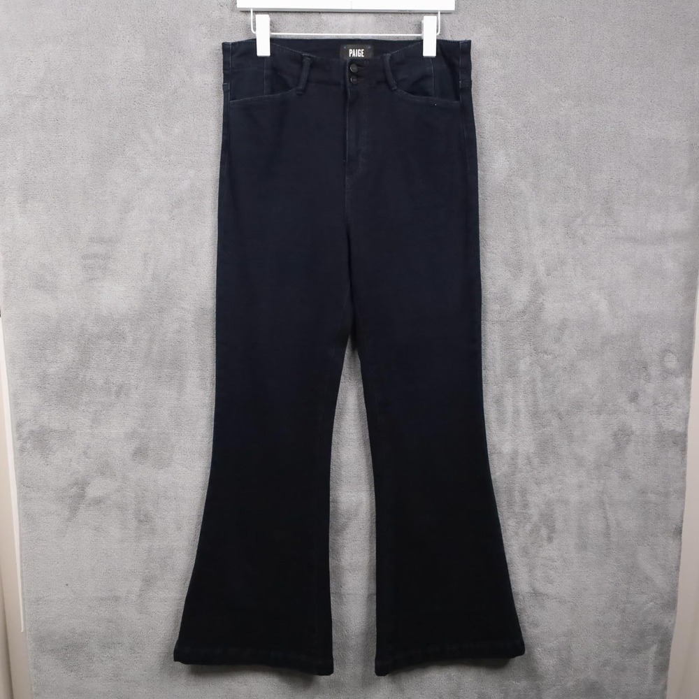 PAIGE‎ Genevieve Flare Jeans Dark Indigo Wash High Rise Stretchy Sz 30x31